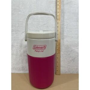 Vintage Coleman Water Jug Cooler Polylite 1/2 Gallon 5590 Jug White Handle Pink